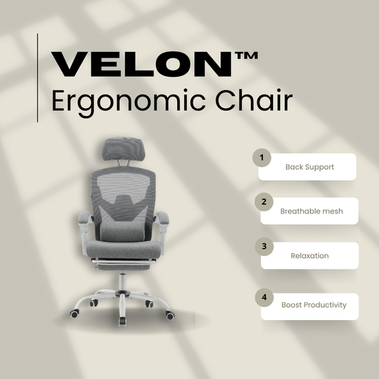 Ergonomic Swivel Office Chair – Lumbar Support, Retractable Footrest, Padded Armrests